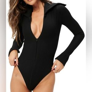 NWT Good American Funnel Nick Zip Bodysuit Size 1 | Small